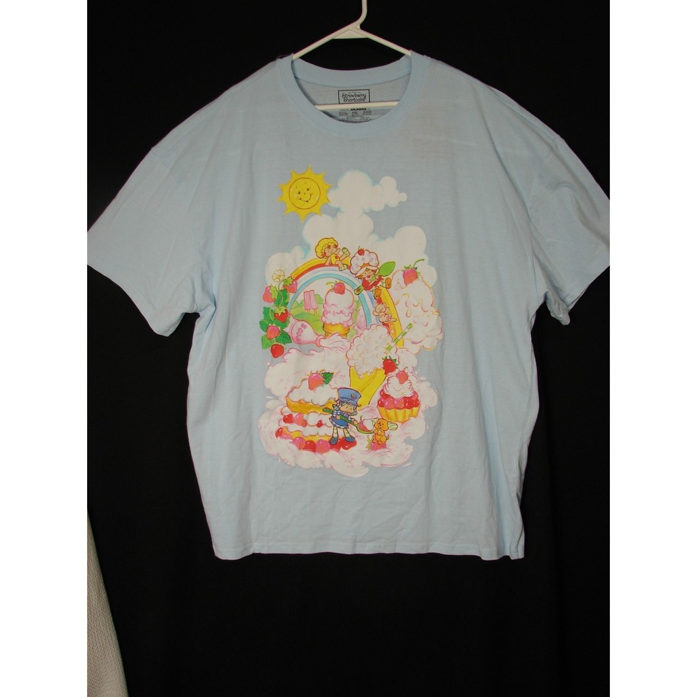 New Strawberry Shortcake Shirt Graphic Tee Isaac Morris Blue XXL Rainbow Cute